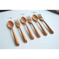 Tableware wooden Fruit dessert spoon fork for restaurant